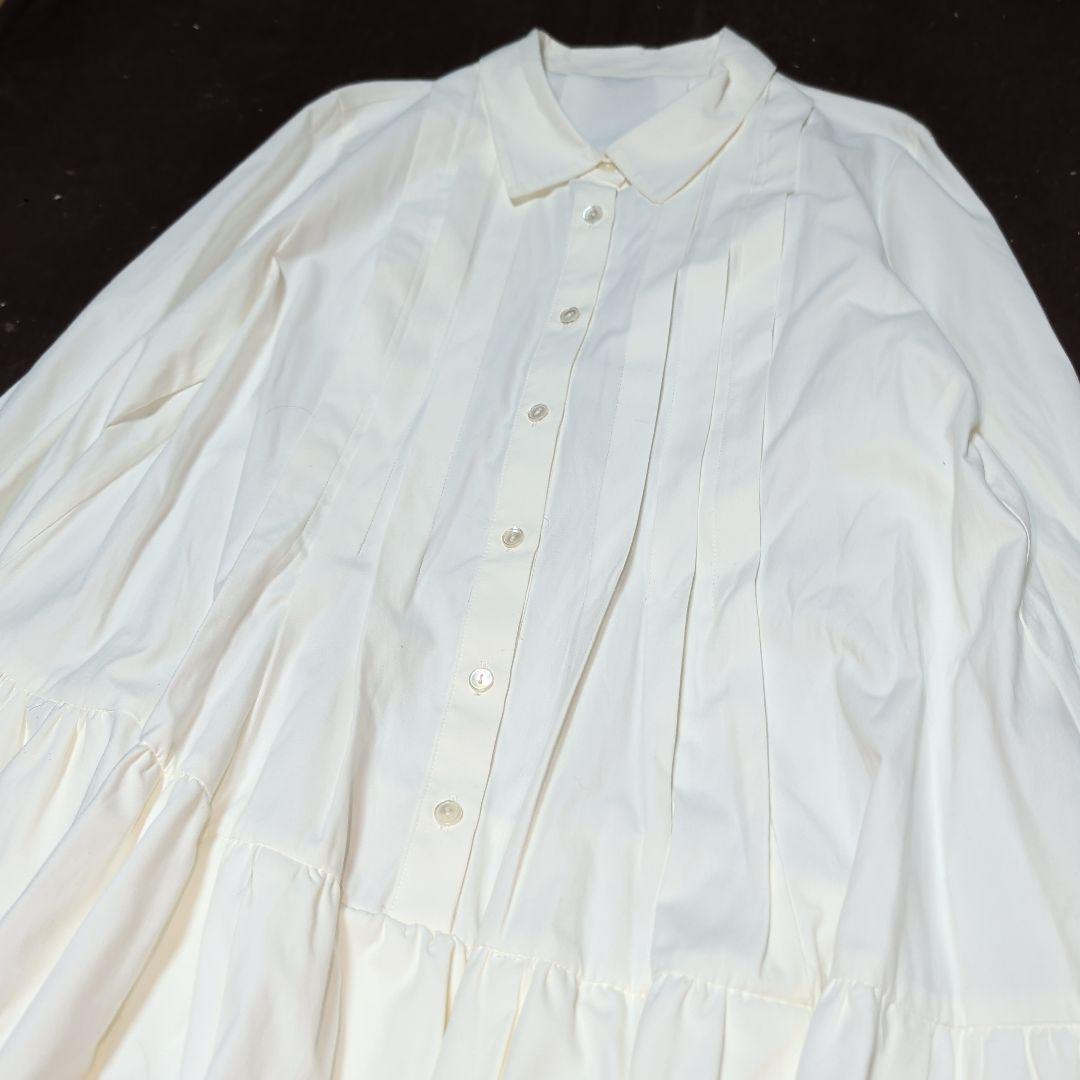 【新品】アプワイザーリッシェ★裾アシメティアードフレアシャツワンピース★S