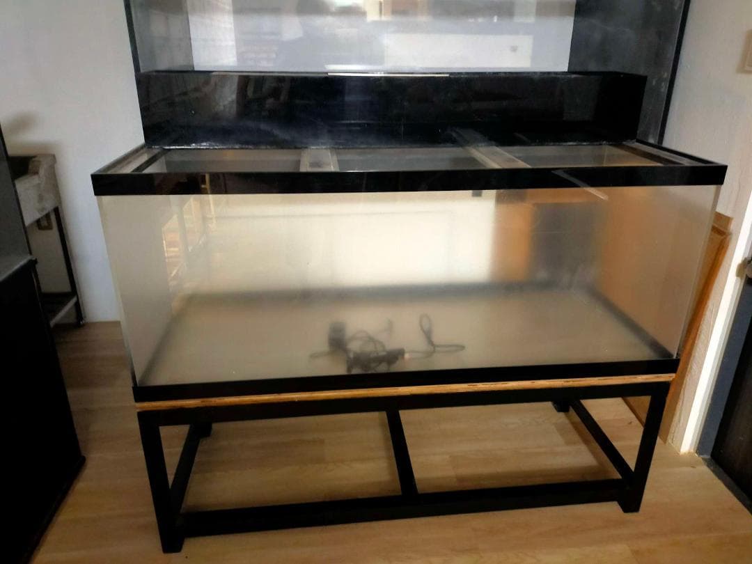 アクリル水槽　鉄製水槽台　上部濾過槽　1500×600×600