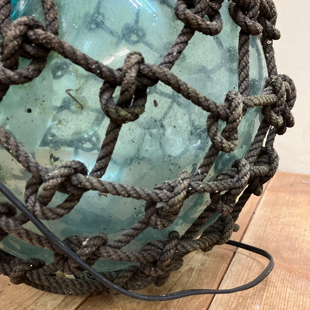 A-2 ヴィンテージ 特大 ガラス浮き玉 網付き ランプシェード ライト