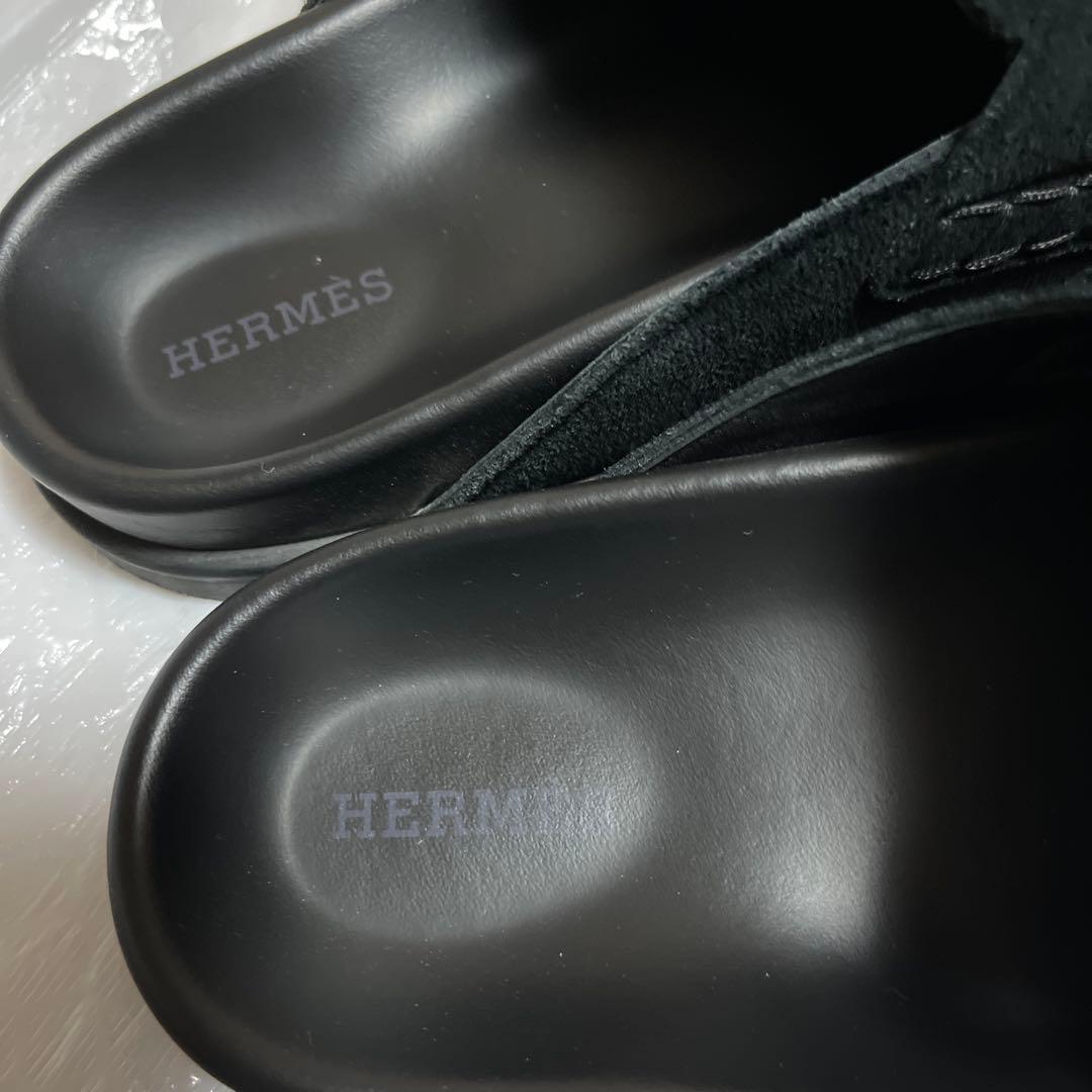 HERMES ☆美品☆ ブラック スエード ミュール スリッポン ゴー