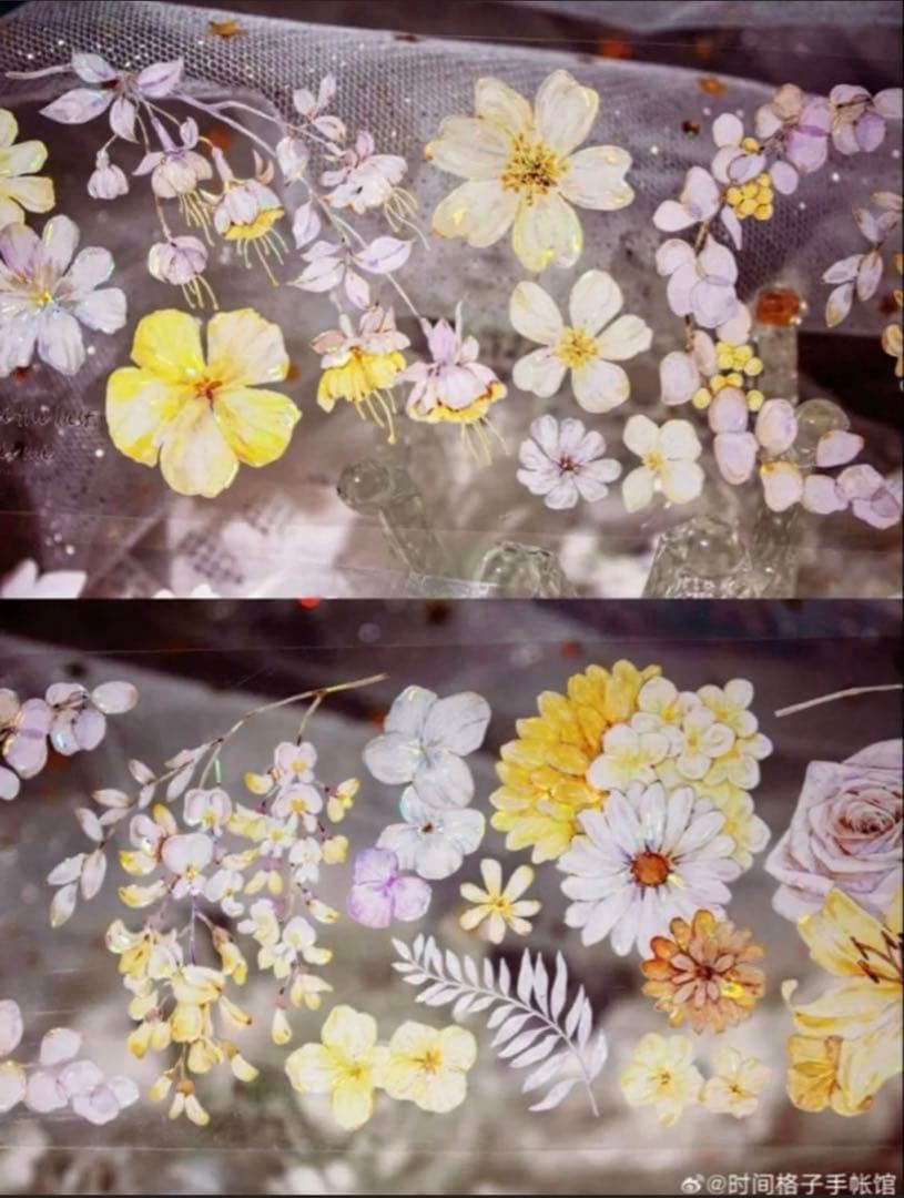 贝壳光 6.5cm×10m 小黄花 海外マスキングテープ　海外マステ　花