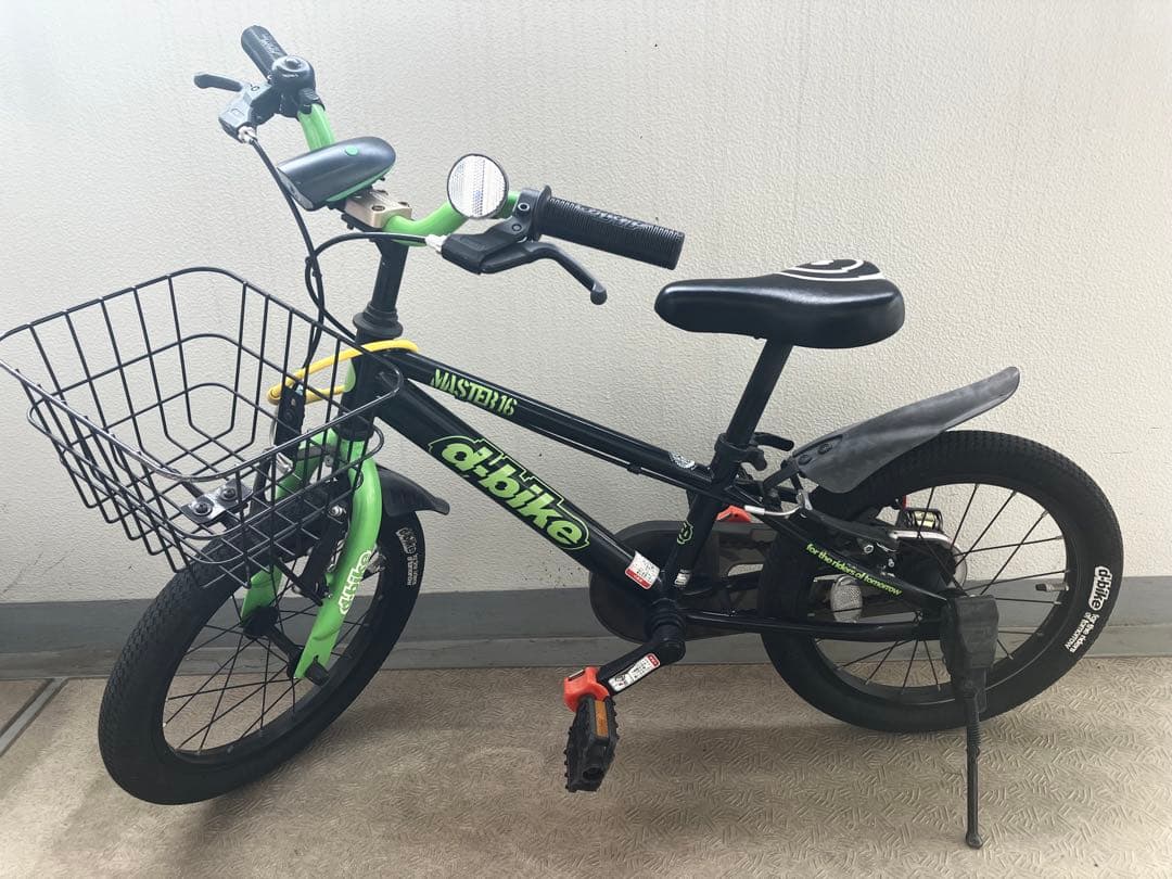 a.　d-bike 幼児用自転車 黒/緑 16インチ　カゴ付き