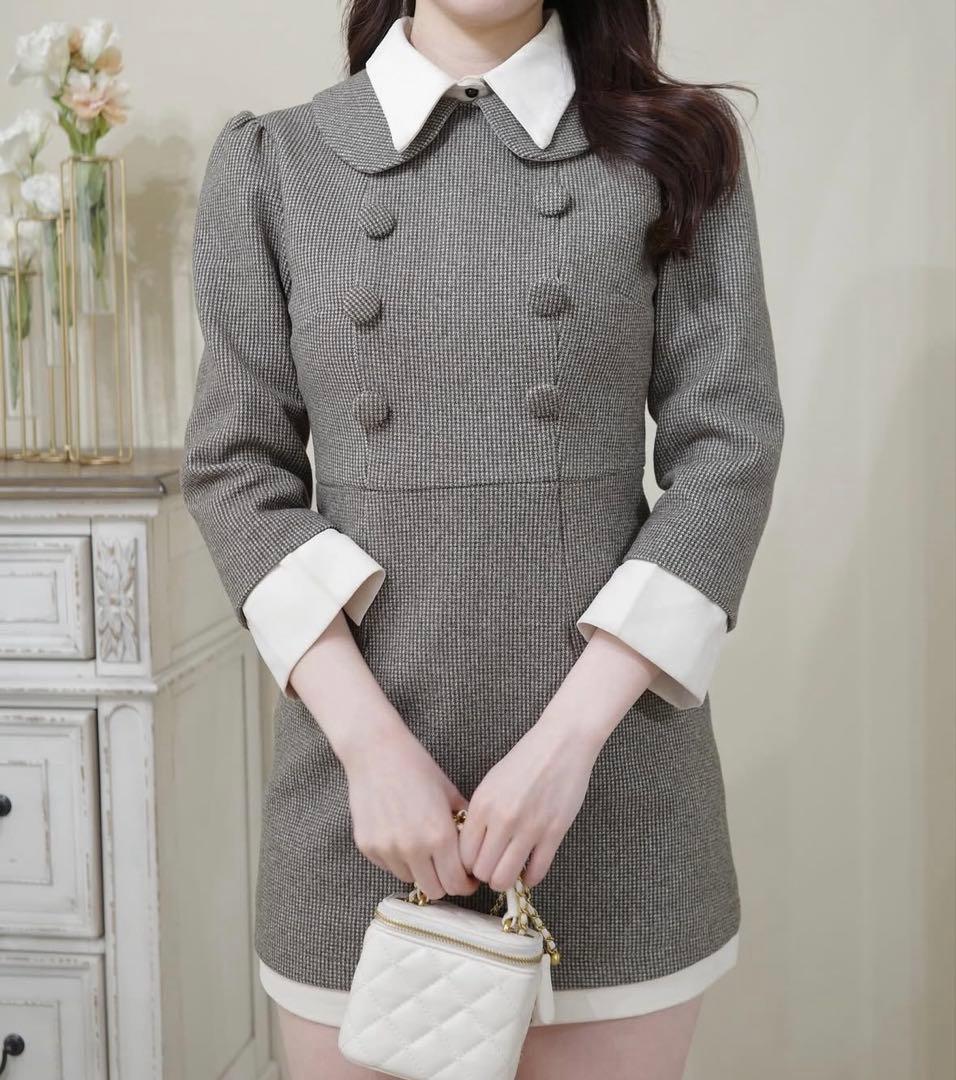 ciel フロントボタンドッキングワンピース