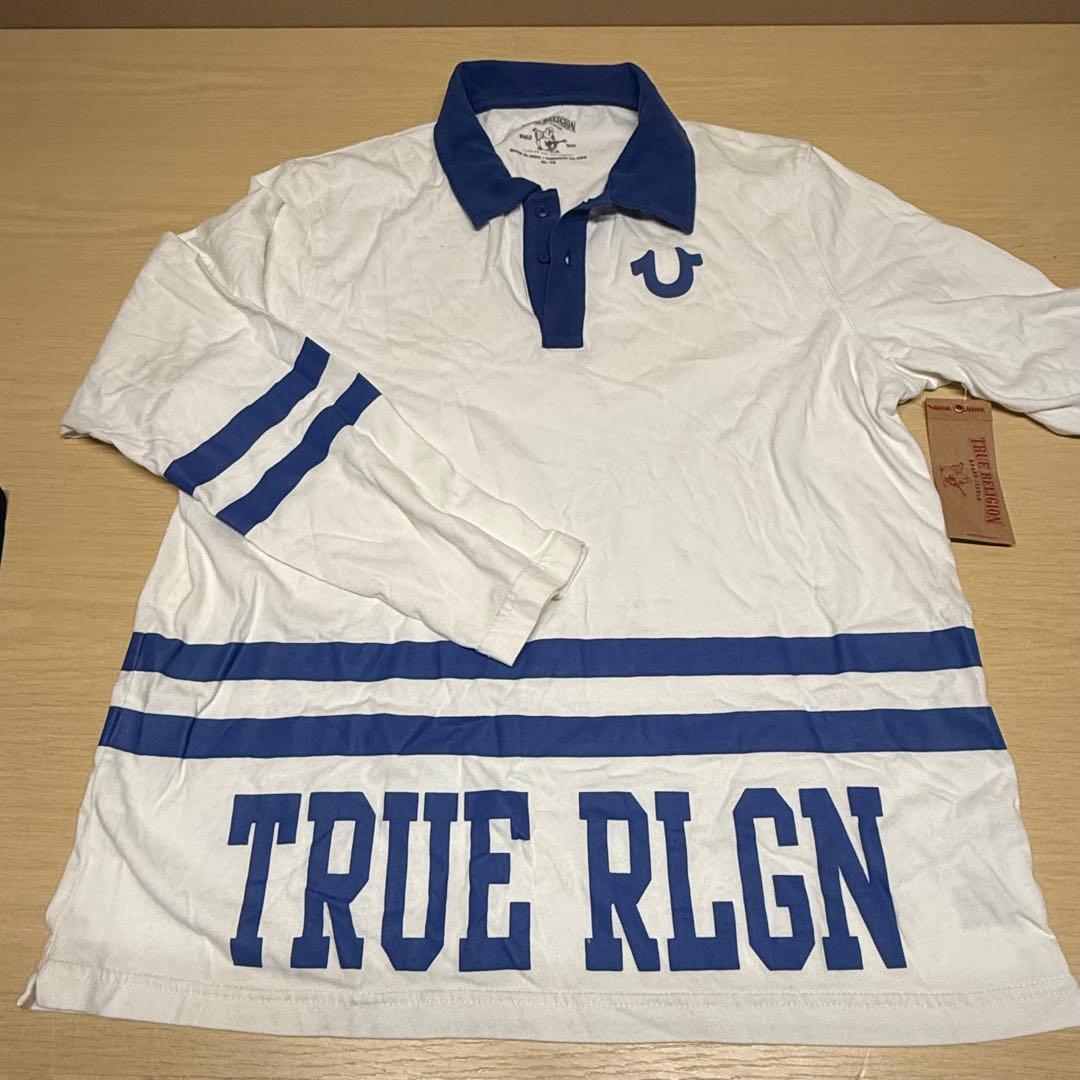 トゥルーレリジョン　ラグビーシャツ　ネイビー　XL