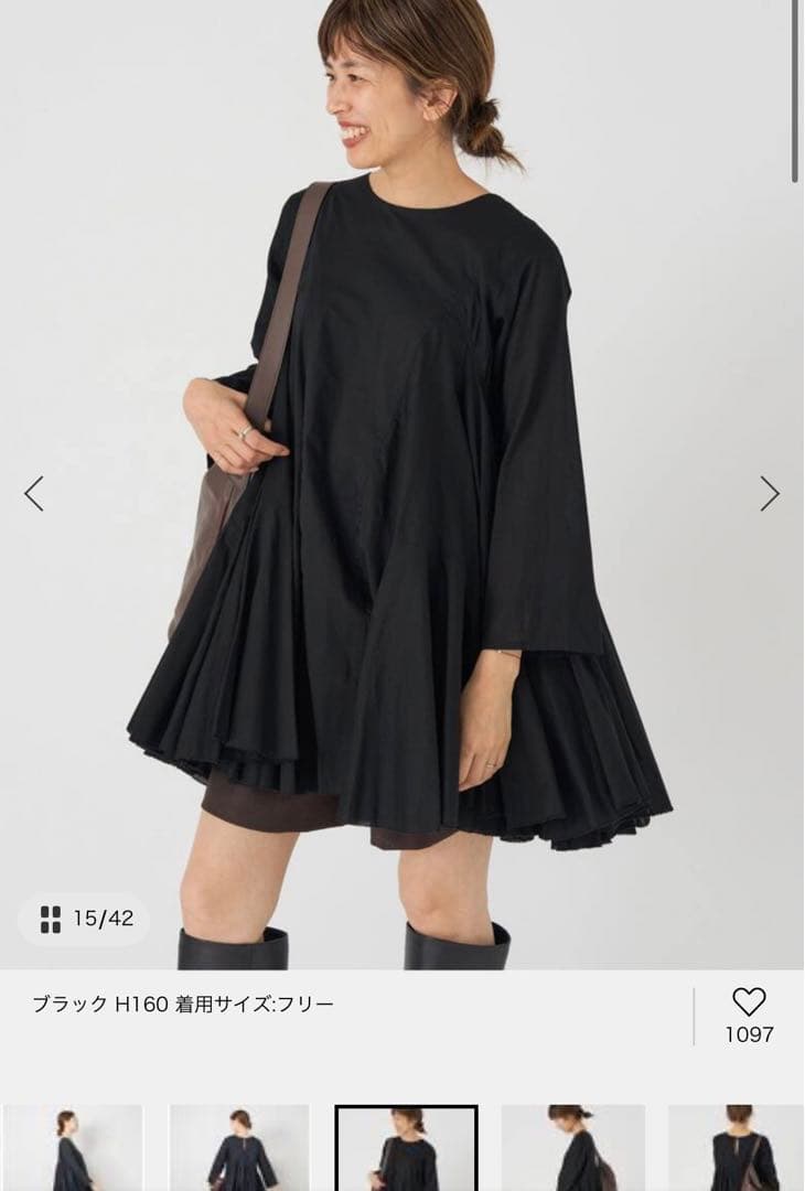 イエナ AAYUSHI/アユーシ 別注 ロングスリーブラッフルドレス