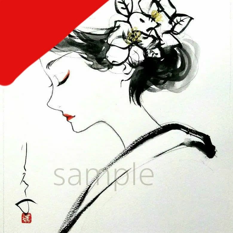 専用　絵画　肉筆原画　ドローイング　和装　A4　水彩画　美人画　手描きイラスト