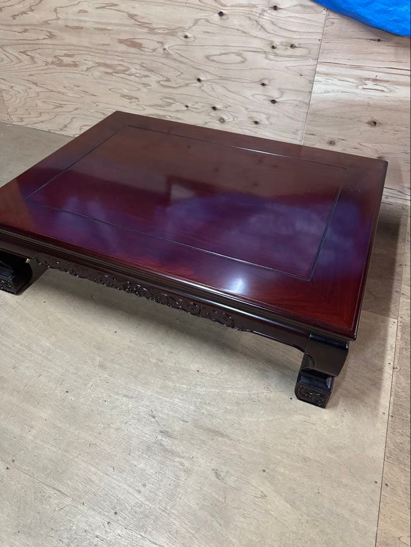 和風 座卓 ローテーブル 120×90cm 彫刻脚 漆風ブラウン