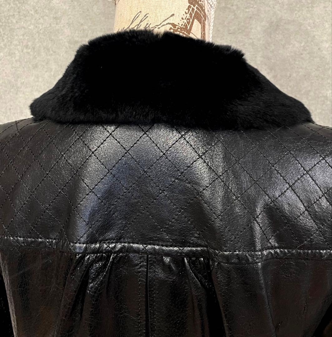 BURBERRY BLUE LABEL ラビットファー レザージャケット M