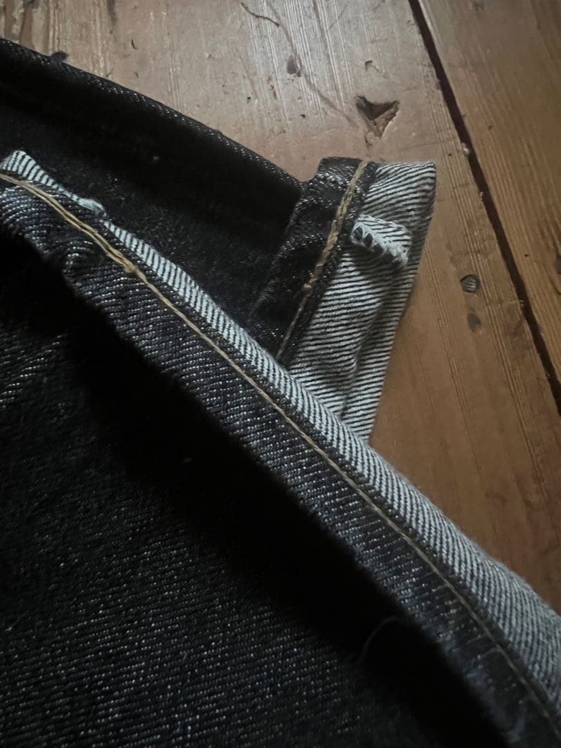 90s levi's 505-0259 先染めブラック　希少鬼ヒゲ　ハチノス