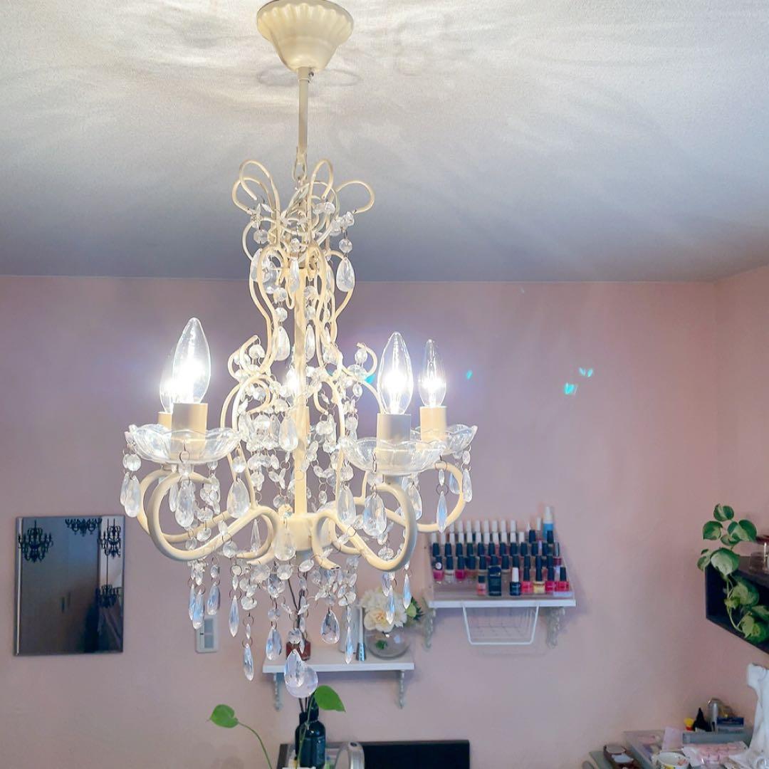 シャンデリア　Alice　5灯　クリーム色　LED対応　照明