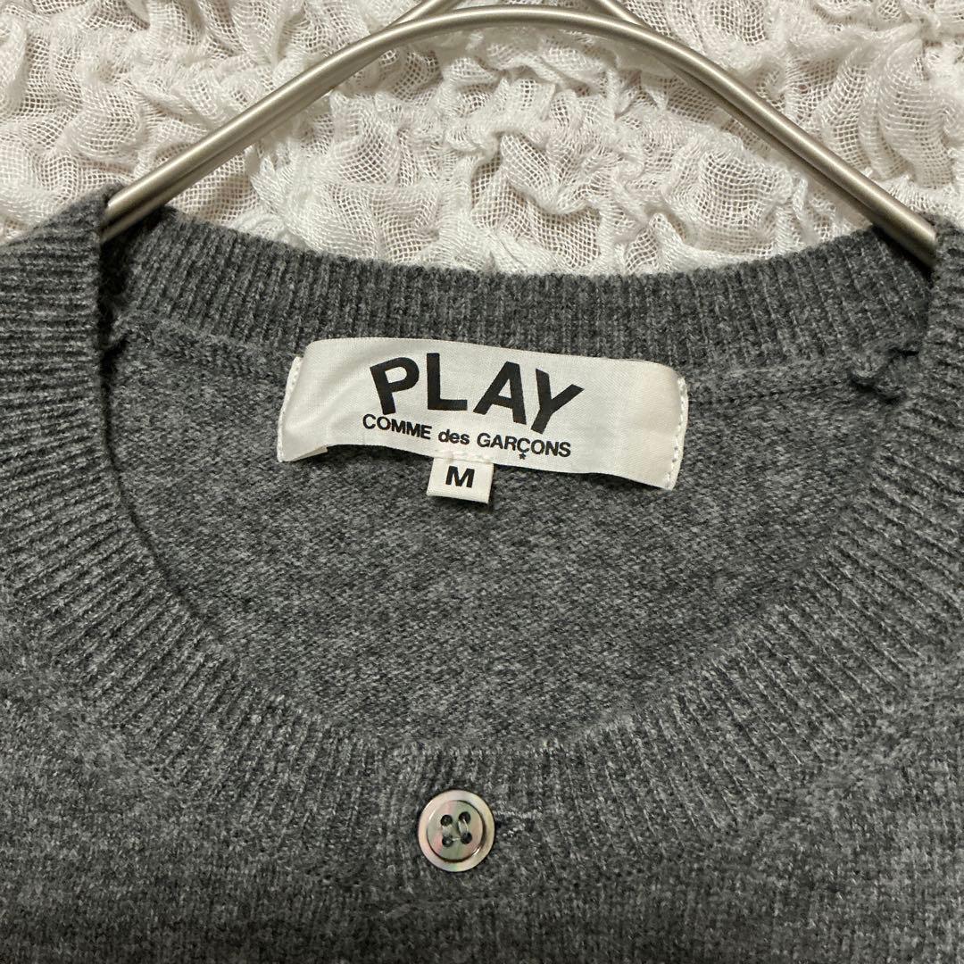 プレイコムデギャルソン　ニットカーディガン　クルーネック　チャコールグレー　M