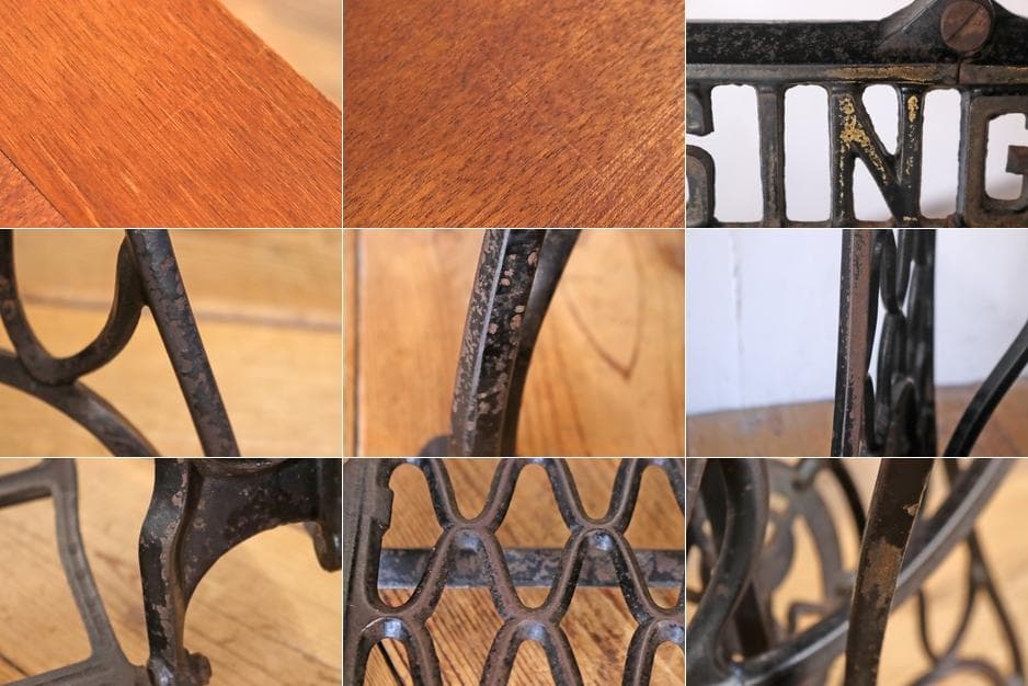 シンガー ヴィンテージ デスク テーブル レトロ ミシン脚 アイアン 机 作業台