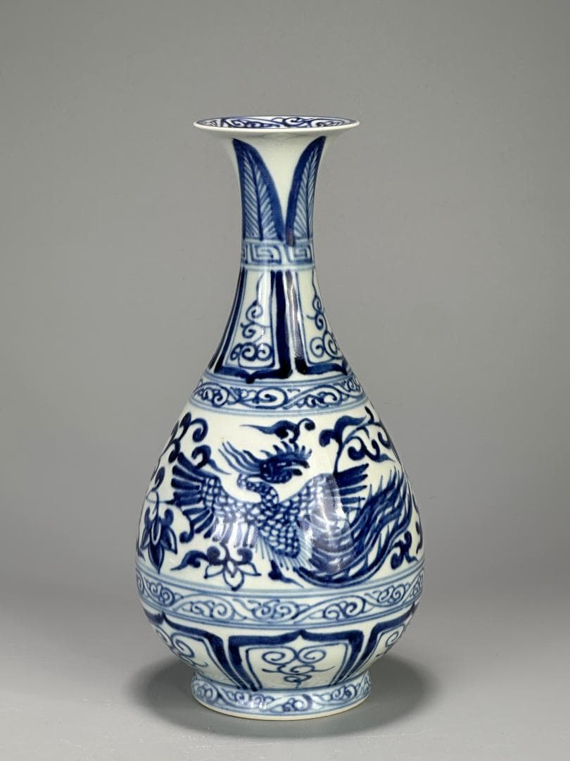 青花鳳凰文花瓶　染付花瓶　花器　華道具　花入　唐物