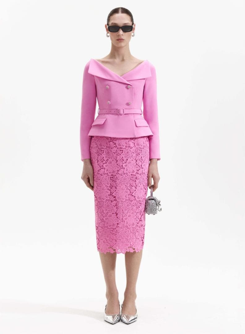 R*A様 セルフポートレイト テーラード ワンピース レース ピンク UK8 未