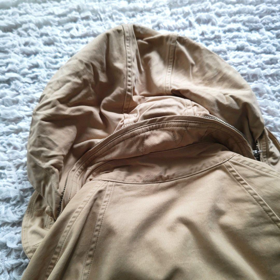 45rpm　コットン　丸襟　モッズコート　比翼　フード付き　ベージュ　2