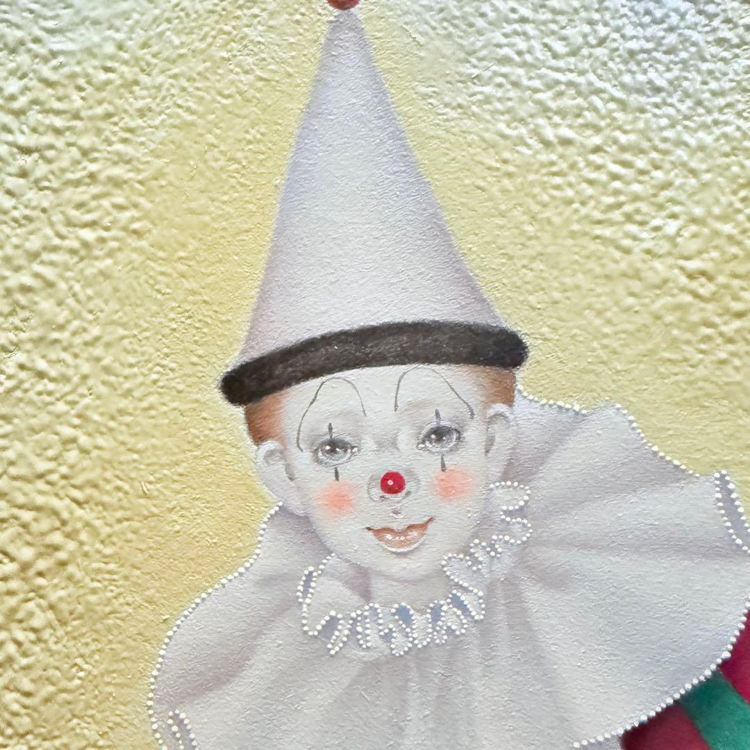 超限定1月21日20時迄‼️猫愛‼️川内令子『ピエロと黒猫』油彩画99年作真筆署名有