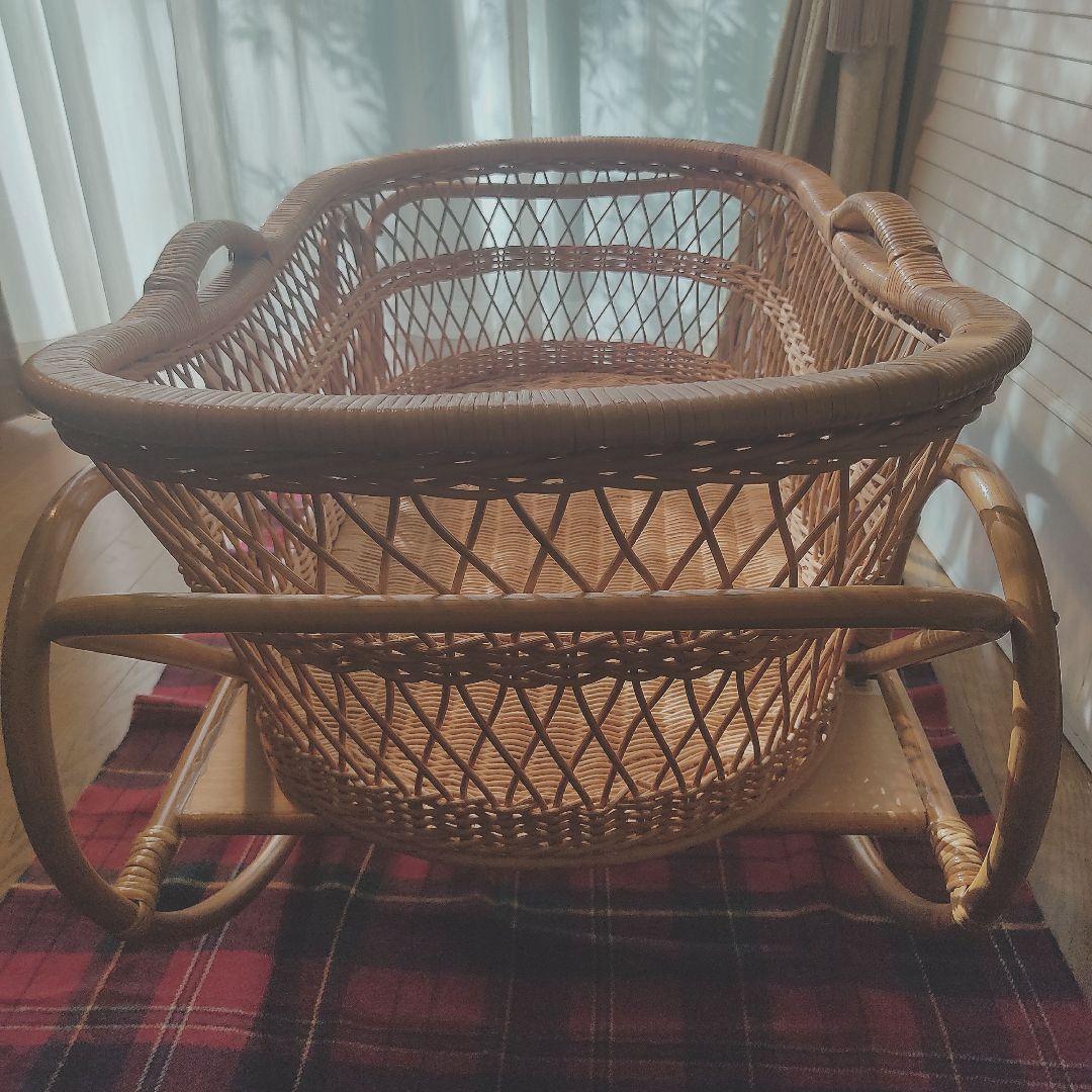 揺りかご　揺り籠　ラタン　籐　レトロ　クーハン　クーファン　バスケット　籠