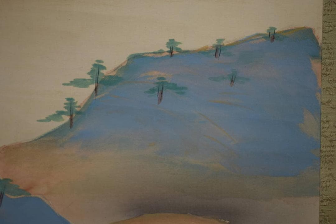 真作/蔦谷龍岬/朝陽/山水図/桐共箱付/布袋屋掛軸HJ-103