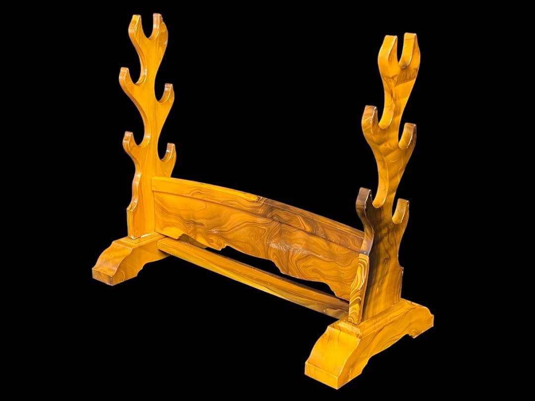 G 模造刀　模擬刀　武具　2本　透かし鍔　刀掛け付き　5本掛け　分解式