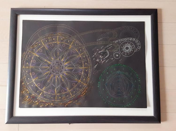 五十嵐由家　曼陀羅画145　「メルカバの大車輪」