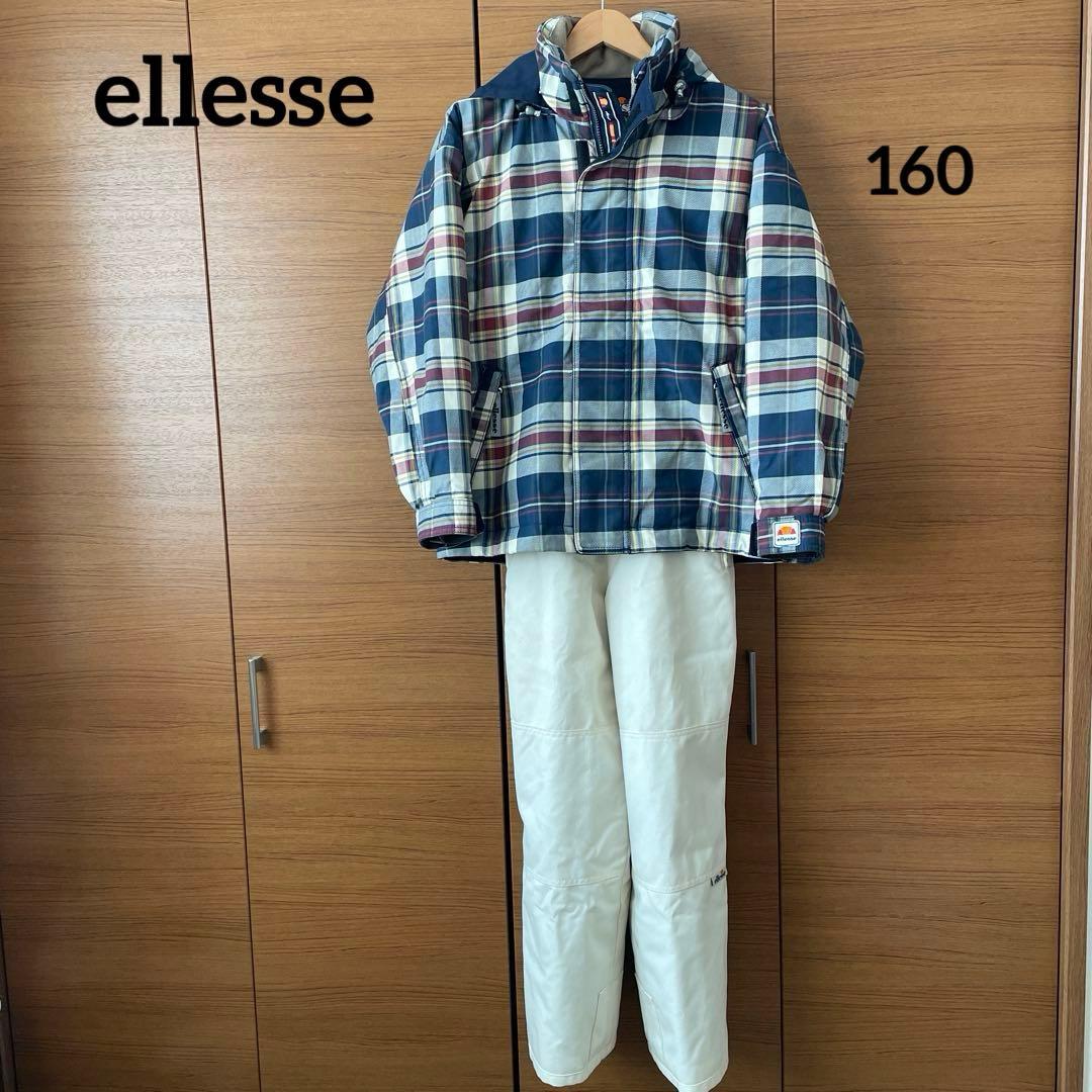 ellesse チェック柄 フード付きスキーウェア上下