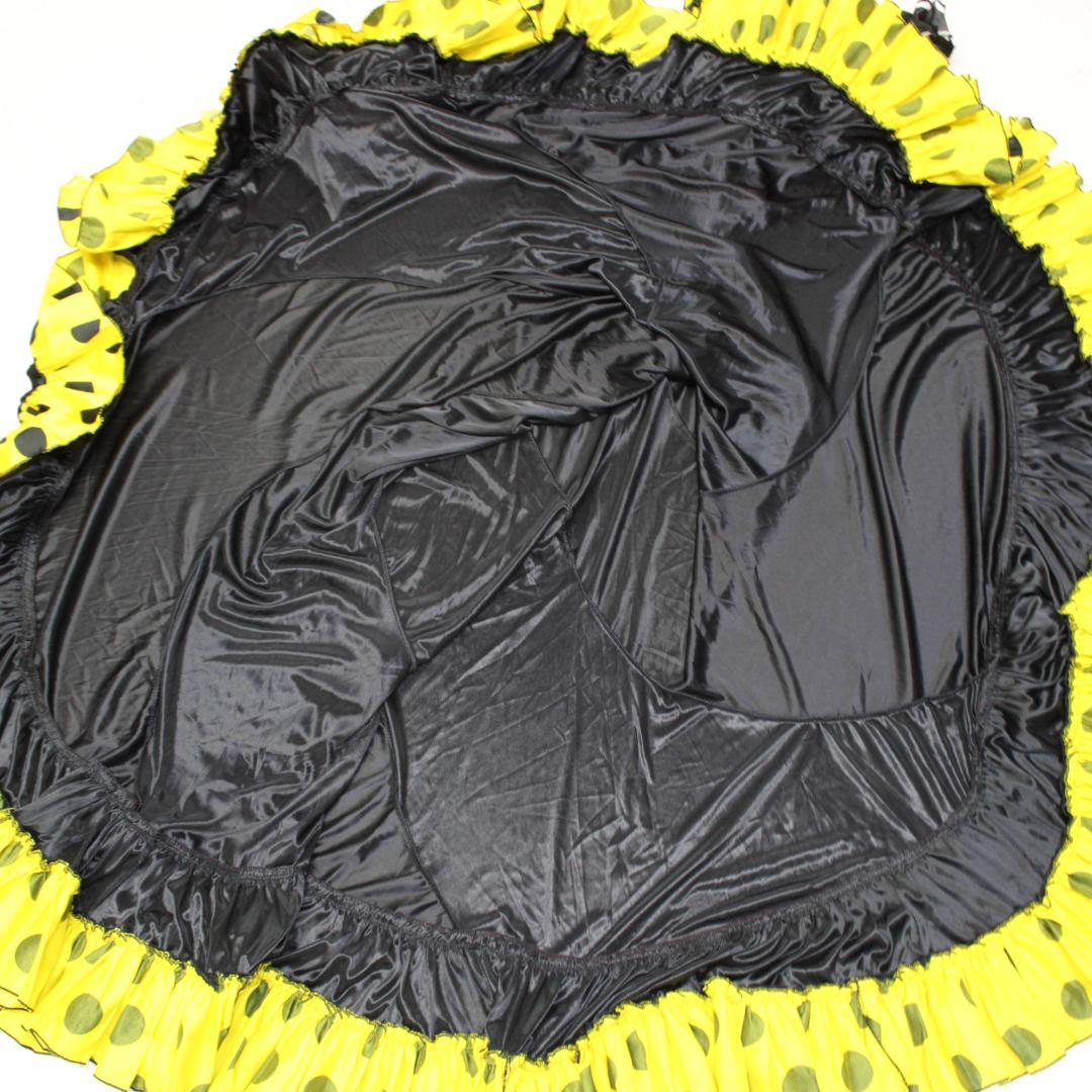 【美品 フラメンコ衣装】ブラック×ドットボランテ 上下セット ツーピース セット