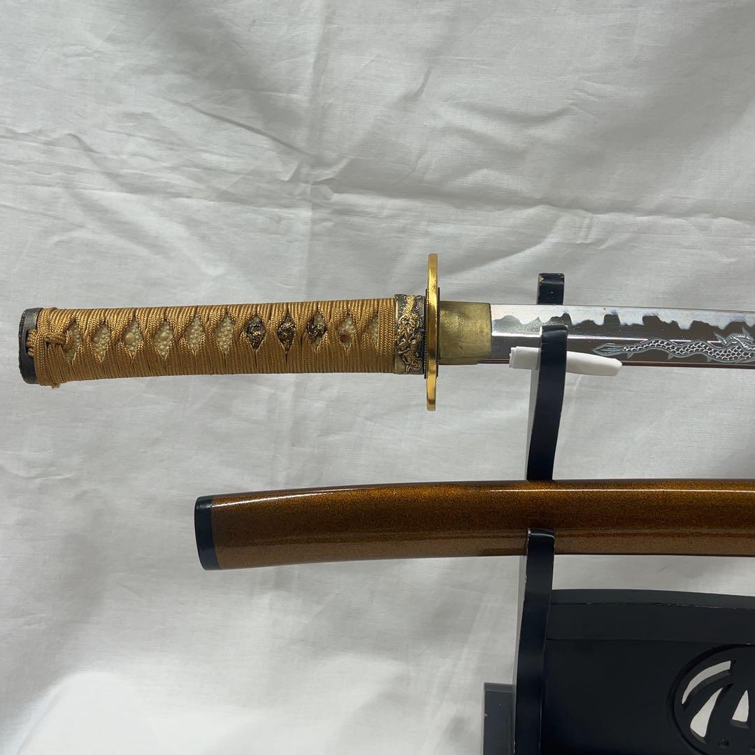 【模造刀】二本差し 太刀 脇差 昇龍 梵字 彫り込み