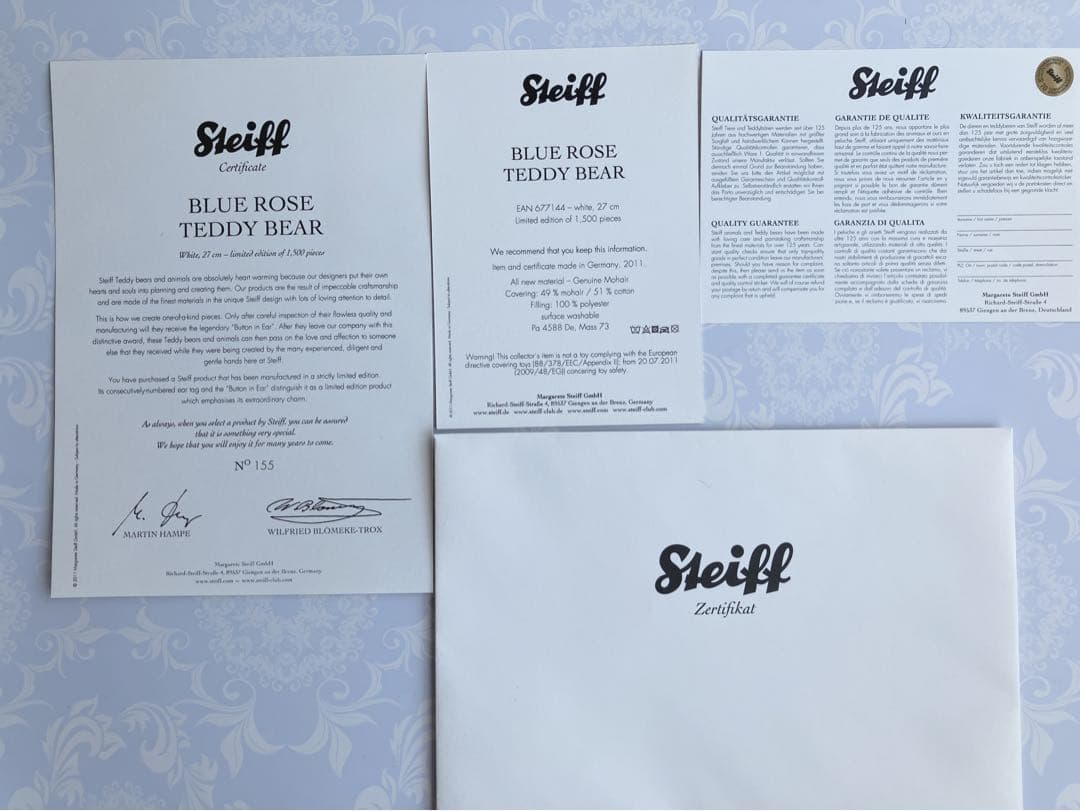 【再値下げ】Steiff ブルーローズテディベア 2011年1500体限定