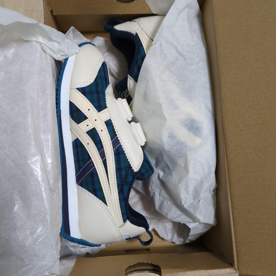 ASICS 青チェック柄 スニーカー 19.5cm XB
