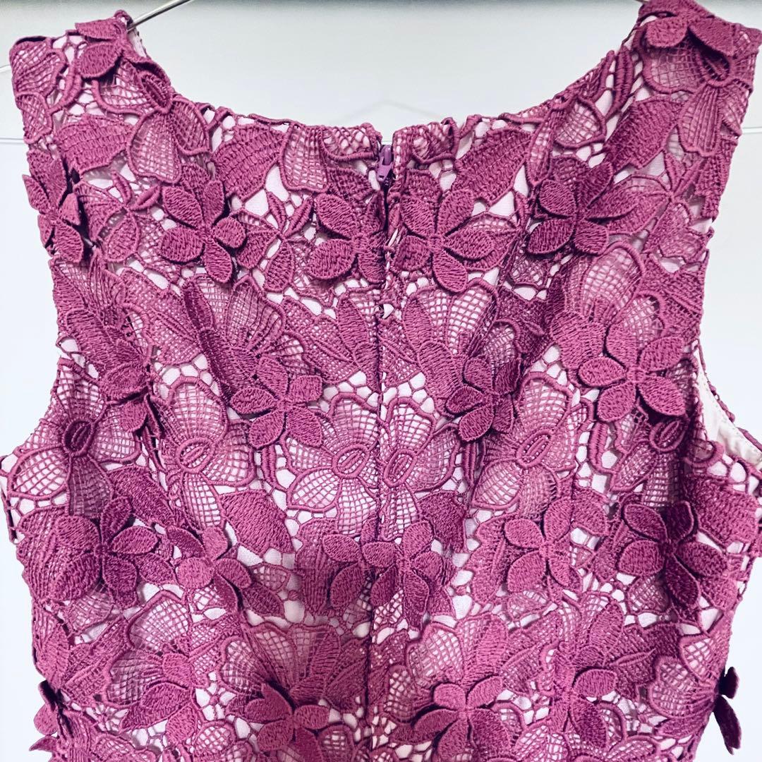 【美品】グレースコンチネンタル フラワーレースタイトワンピースピンク 36