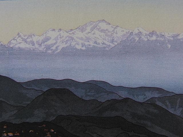 吉田博、カンチェンジャンガ、希少な額装用画集より、新品高級額装付、状態良好