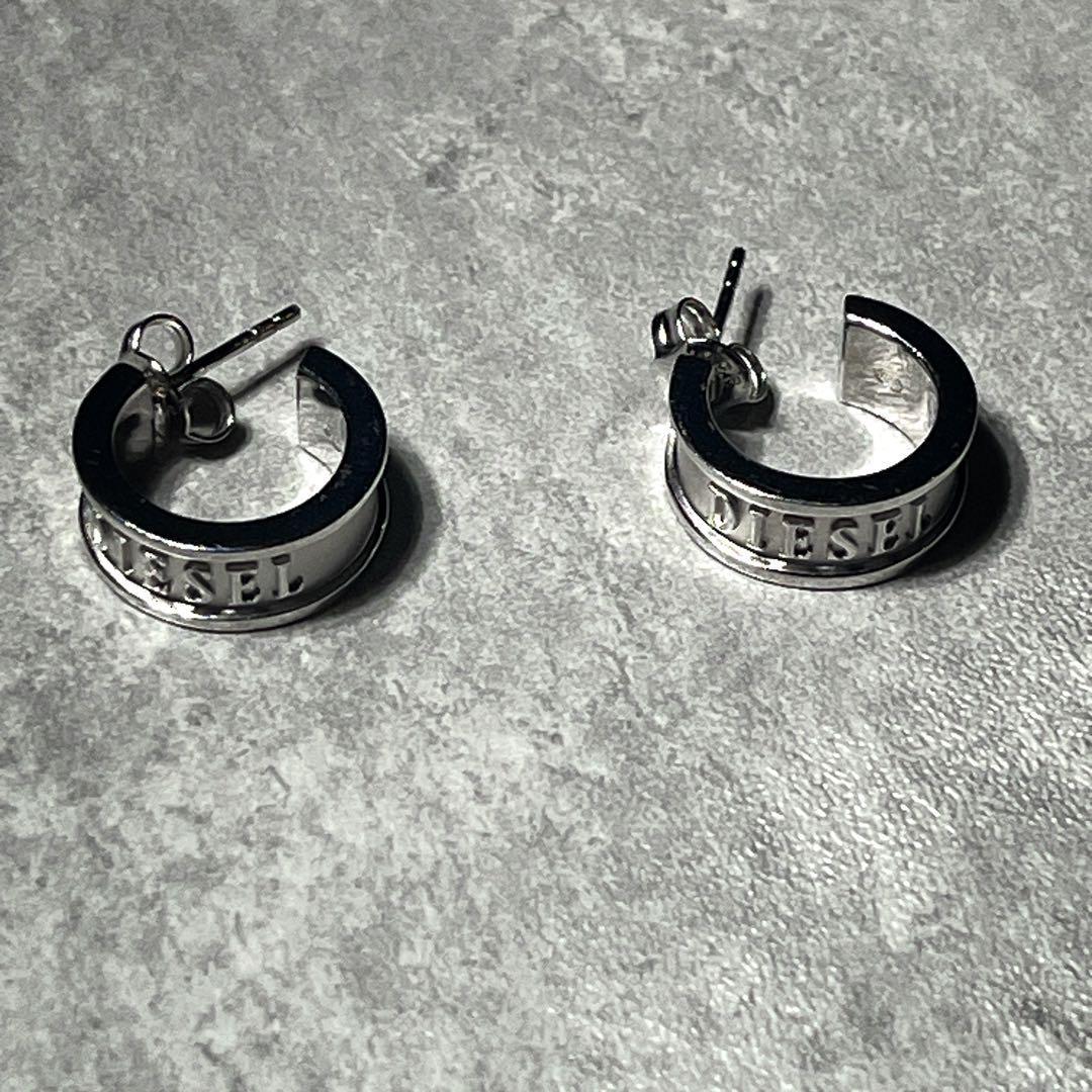 超希少　DIESEL ディーゼル メンズ 両耳用 フープピアス 925刻印有り
