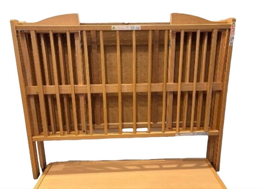 石崎家具 スリーピー 折りたたみ式 ベビーベッド 収納棚付き 高さ調整可