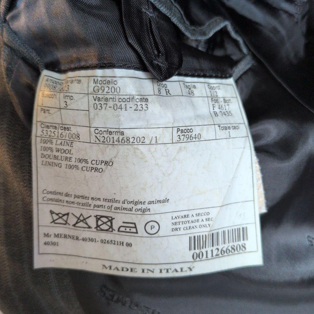 HERMES イタリア製 ダークグレー ストライプ ビジネスジャケット