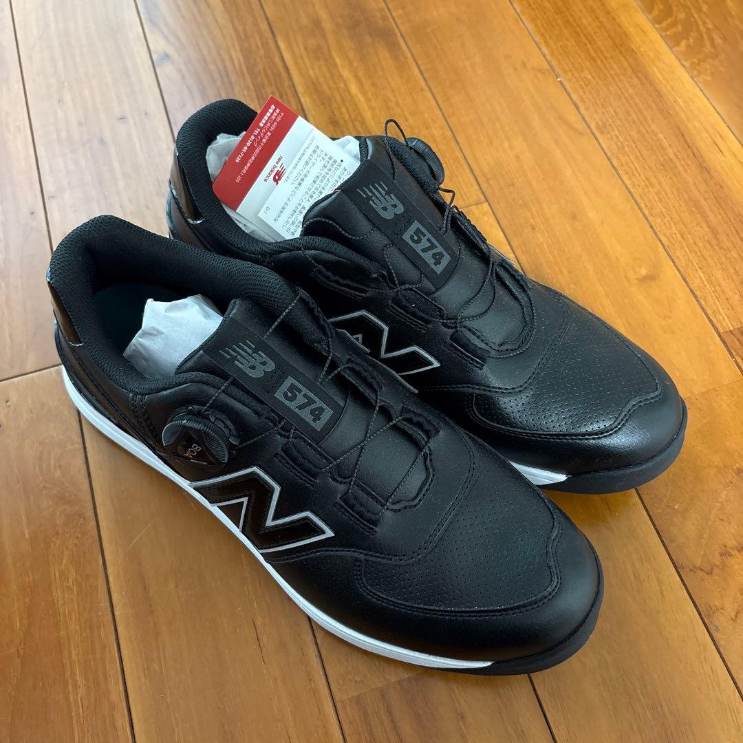 【未使用】New Balance 574 ゴルフシューズ 黒 27.5cm