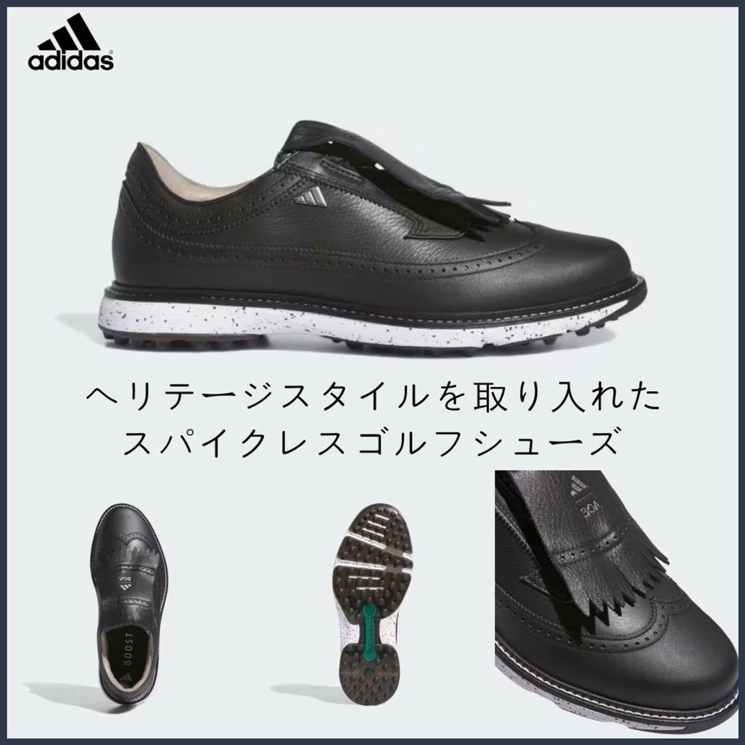 【希少】【新品】アディダス レザーゴルフシューズ スパクレス 27cmブラック