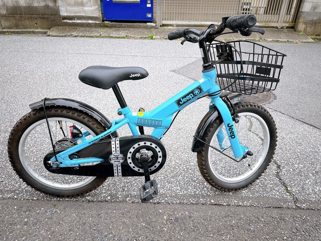shiori Jeep 子供用自転車 水色 16インチ 前バスケット付き
