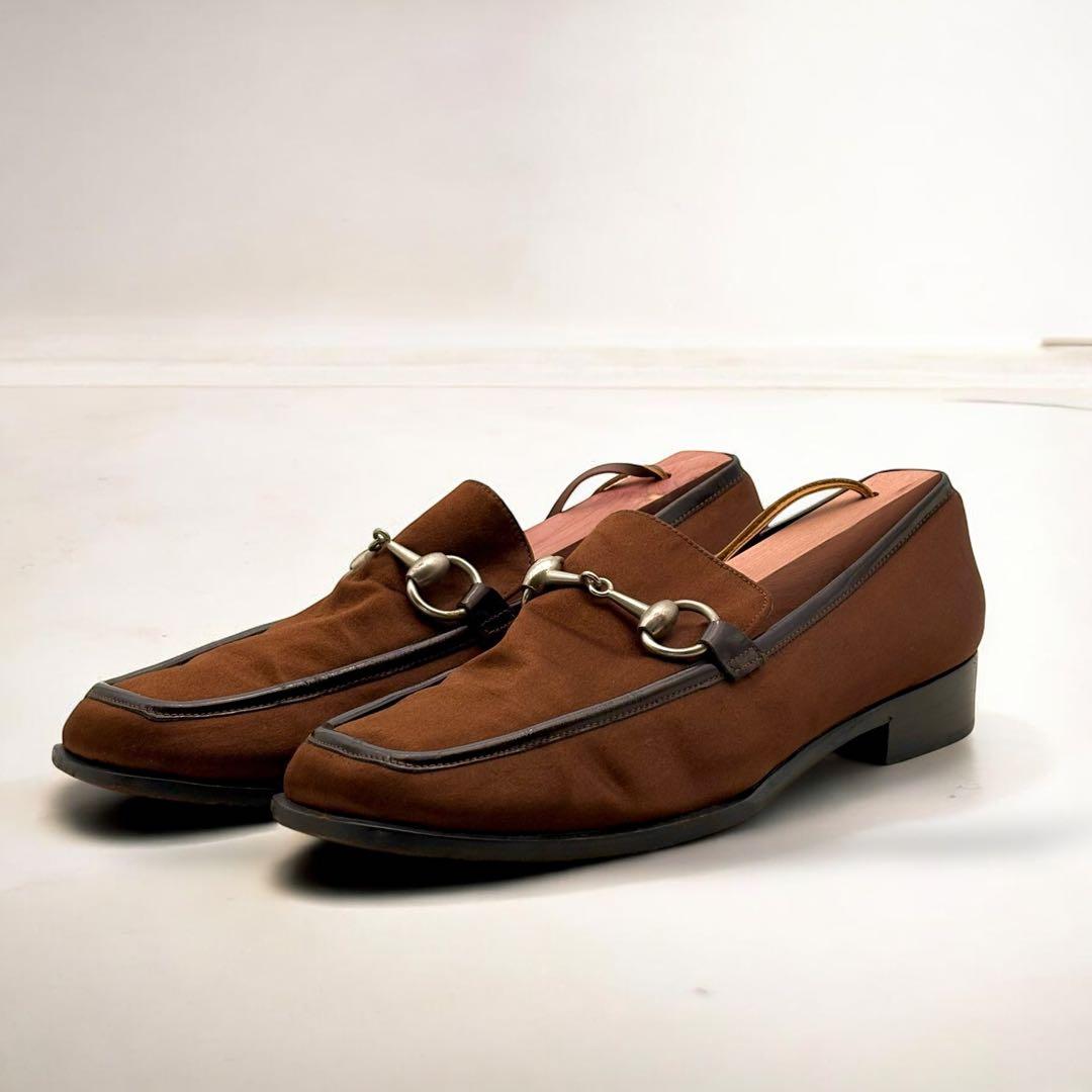 希少✨GUCCI グッチ ホースビット ローファー サテン ブラウン 6 1/2