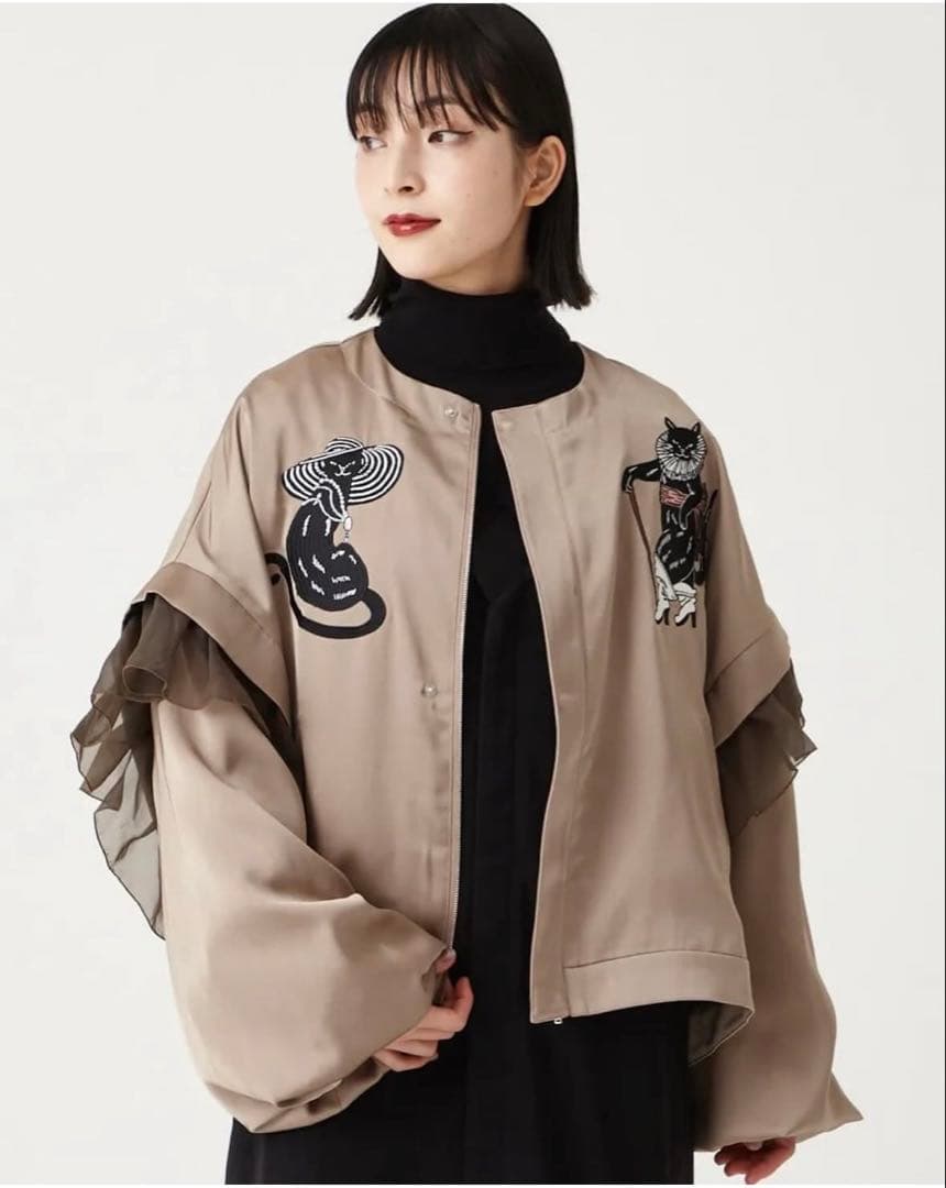 ふりふ Furifu Theatre 刺繍スカジャン 猫