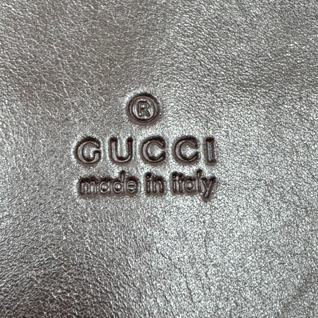 GUCCI グッチ シマ レザー ショルダーバッグ サコッシュ 斜めがけ 濃茶