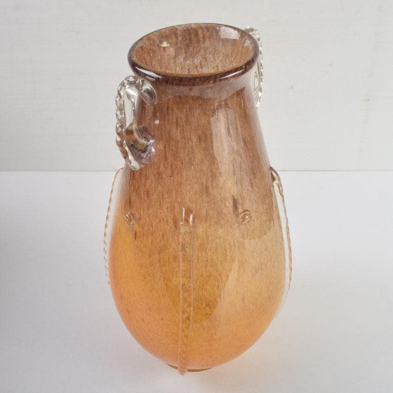 chika613 　岩田藤七作　黄地　耳付花瓶　花生　共箱　N　9177A