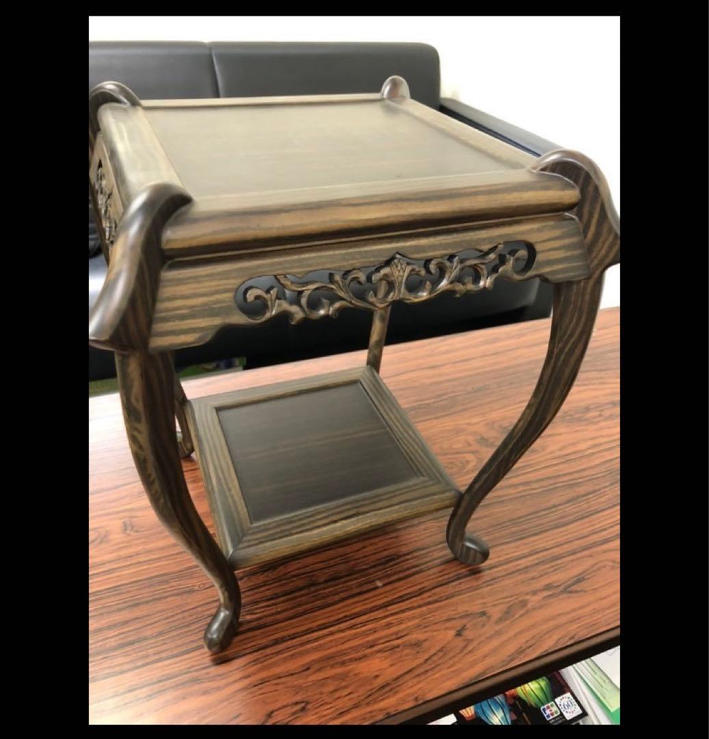 未使用！中卓　花台　香炉台　中国美術 唐木　アンティーク　レトロ　黒丹