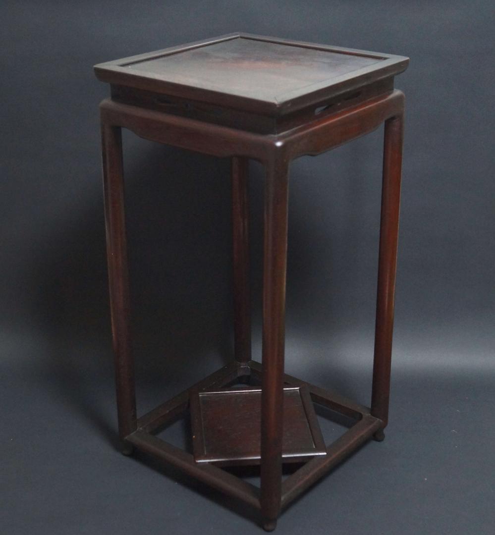 古唐木紫檀製 高足花台 盆栽台 香炉台 飾り台 高48cm 華道具 茶道具時代物