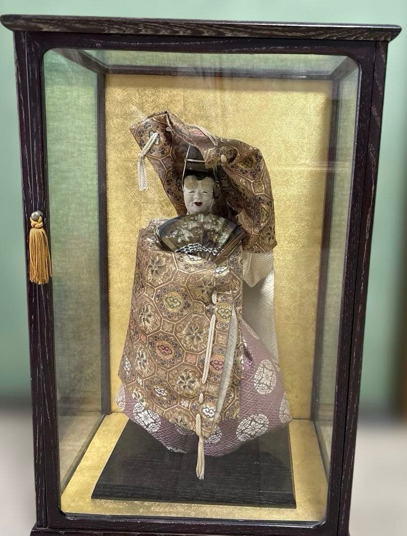 能人形　翁人形　ガラスのケース付き　置物　飾り物　縁起物