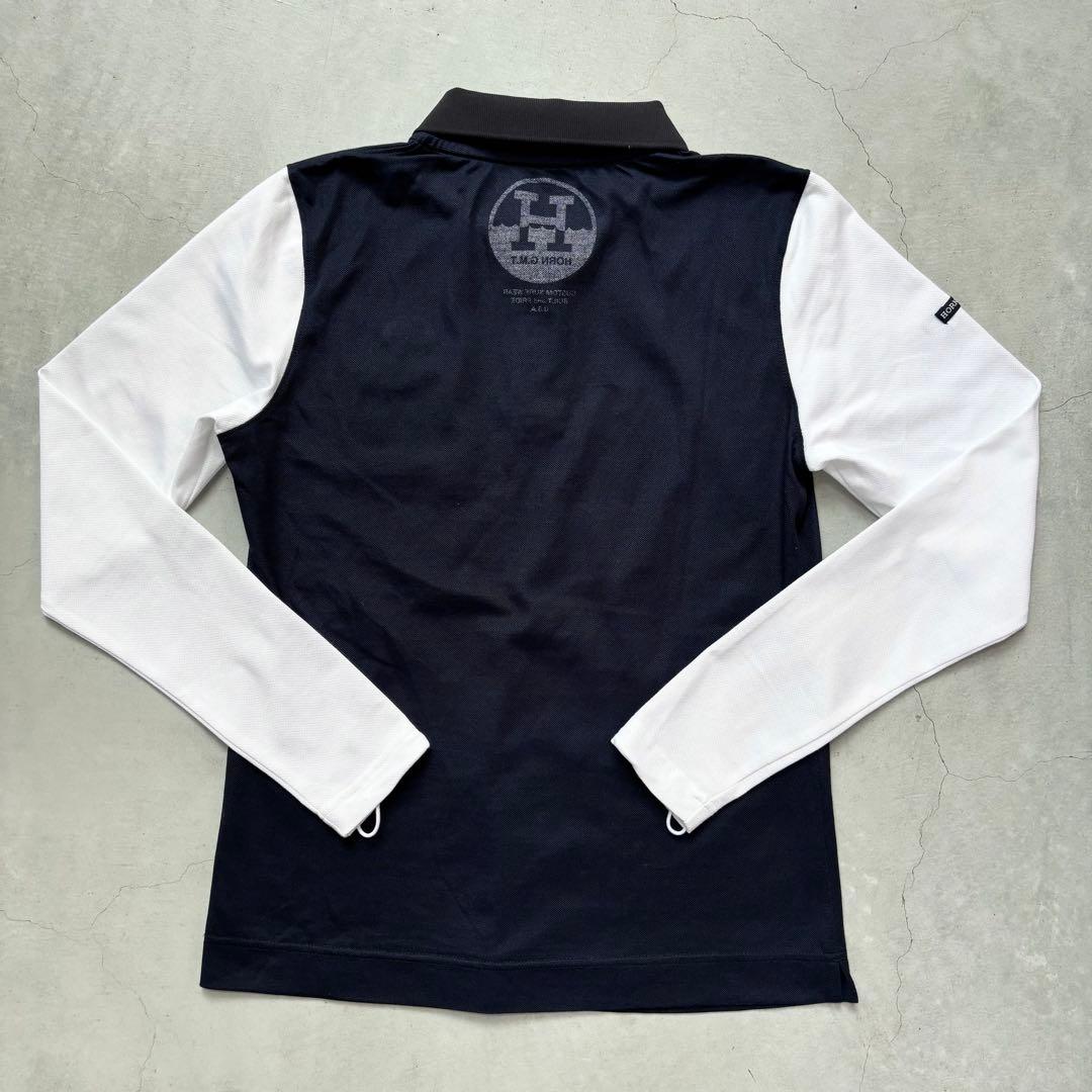 【新品タグ】HORN GARMENT ホーンガーメント 切替 長袖ポロシャツ M