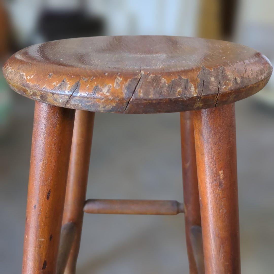 骨董　椅子　丸椅子　木製　スツール ブラウン アンティーク　イス