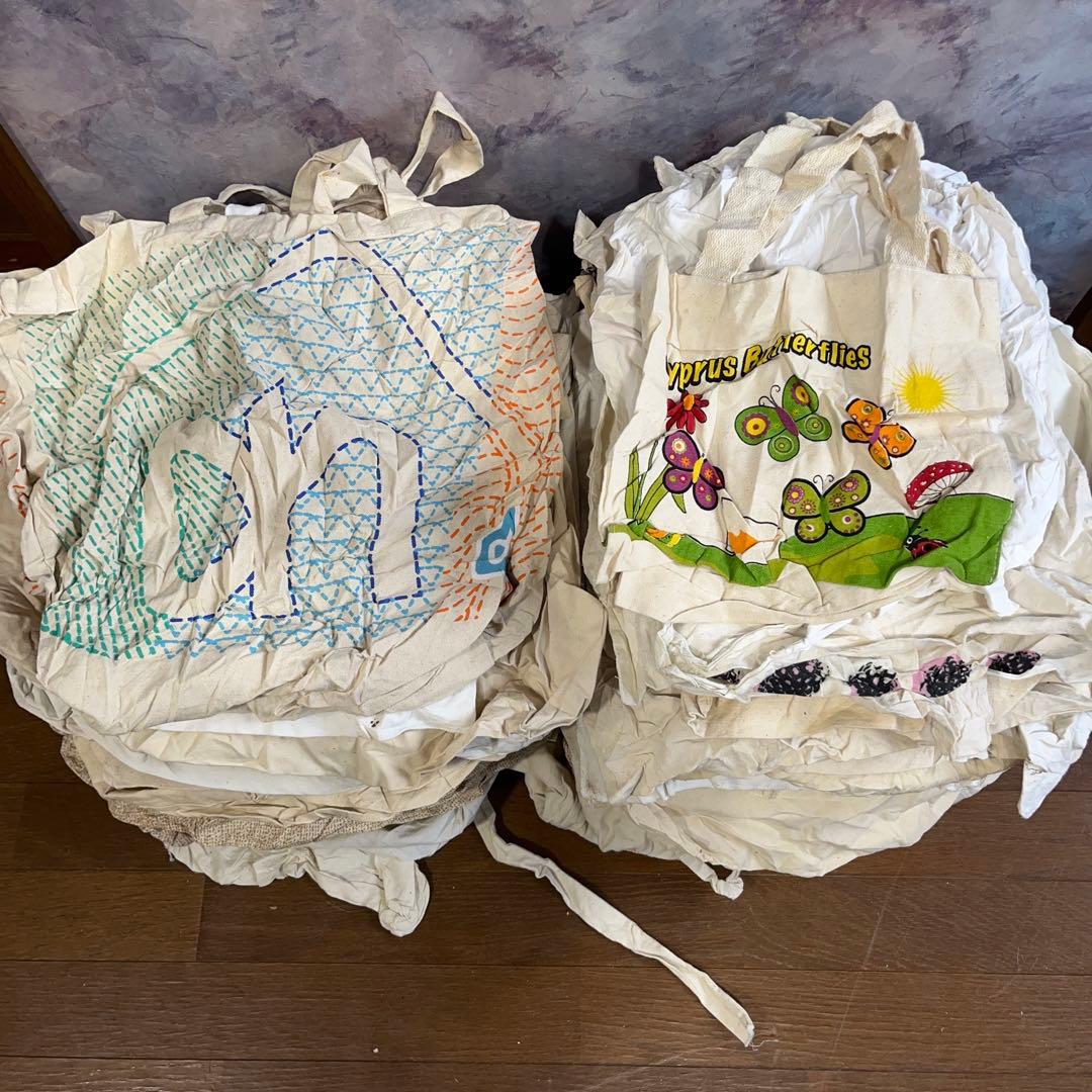 ひ*さ様 3 アメリカ　ユーロ古着エコバッグ100枚セットまとめ売りホワイトベー