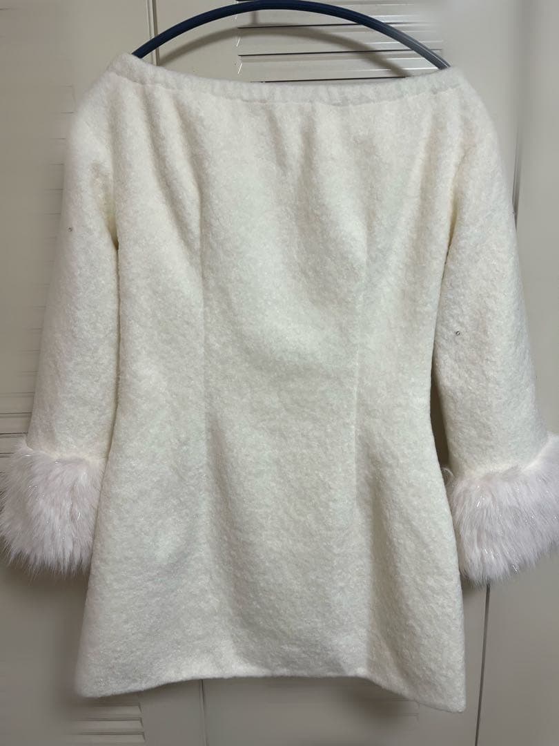 Fur jeweled ribbon mini onepiece エムミーエメ