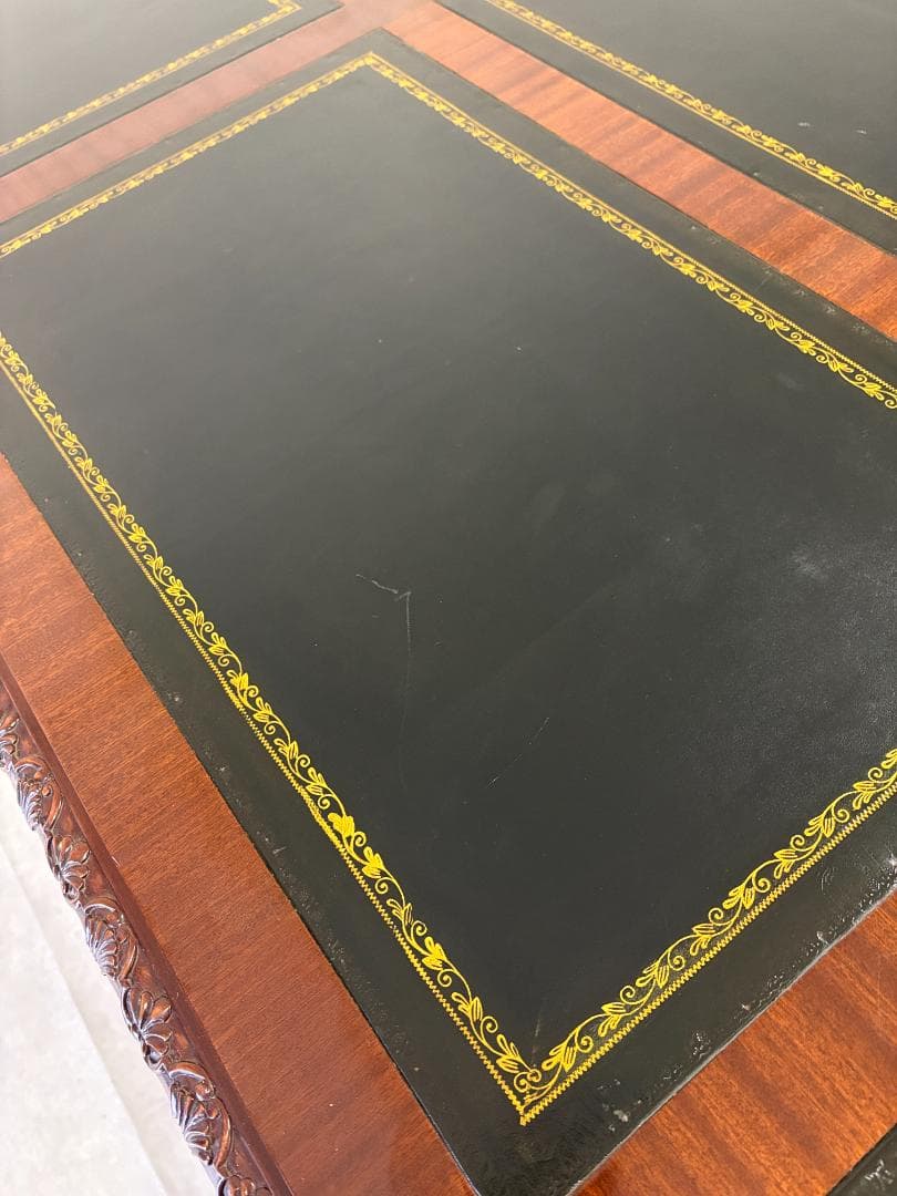 アンティーク デスク レザートップ 英国クラシック 木製