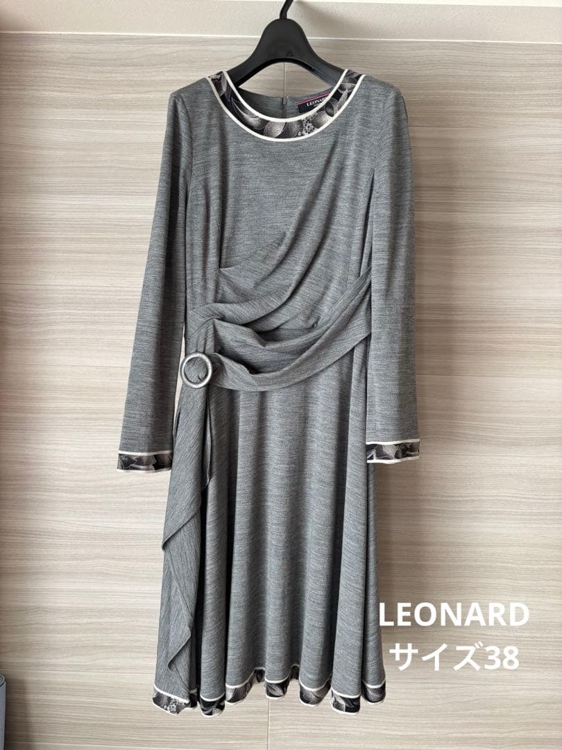 LEONARD ストレッチワンピース/グレー 38